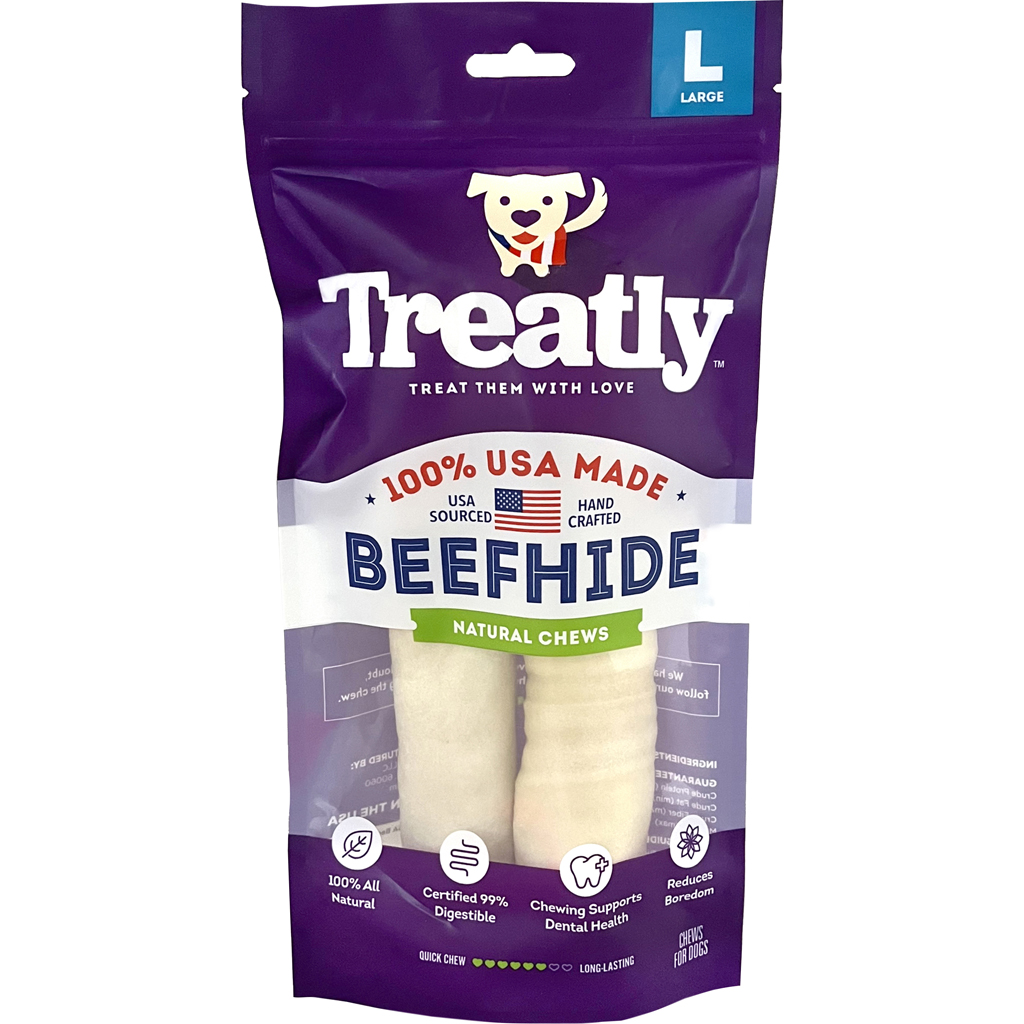 Picture of Treatly 12120 8 in. 100 Percent USA Beef Hide Rolls - Natural - 2 per Pack - Case of 24