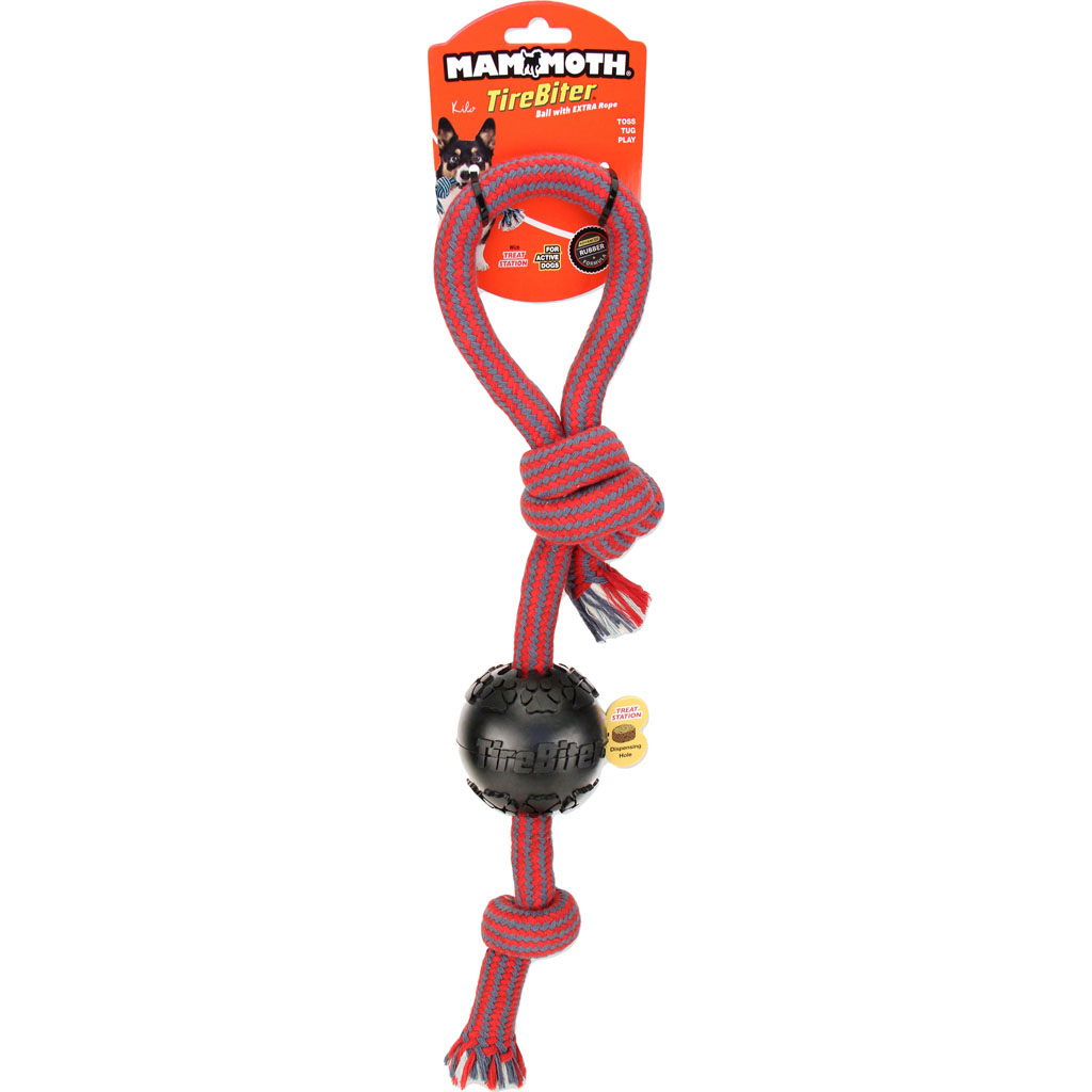 35291F  Tirebiter Ball with Extra Pull Tug - Black - 20 in.