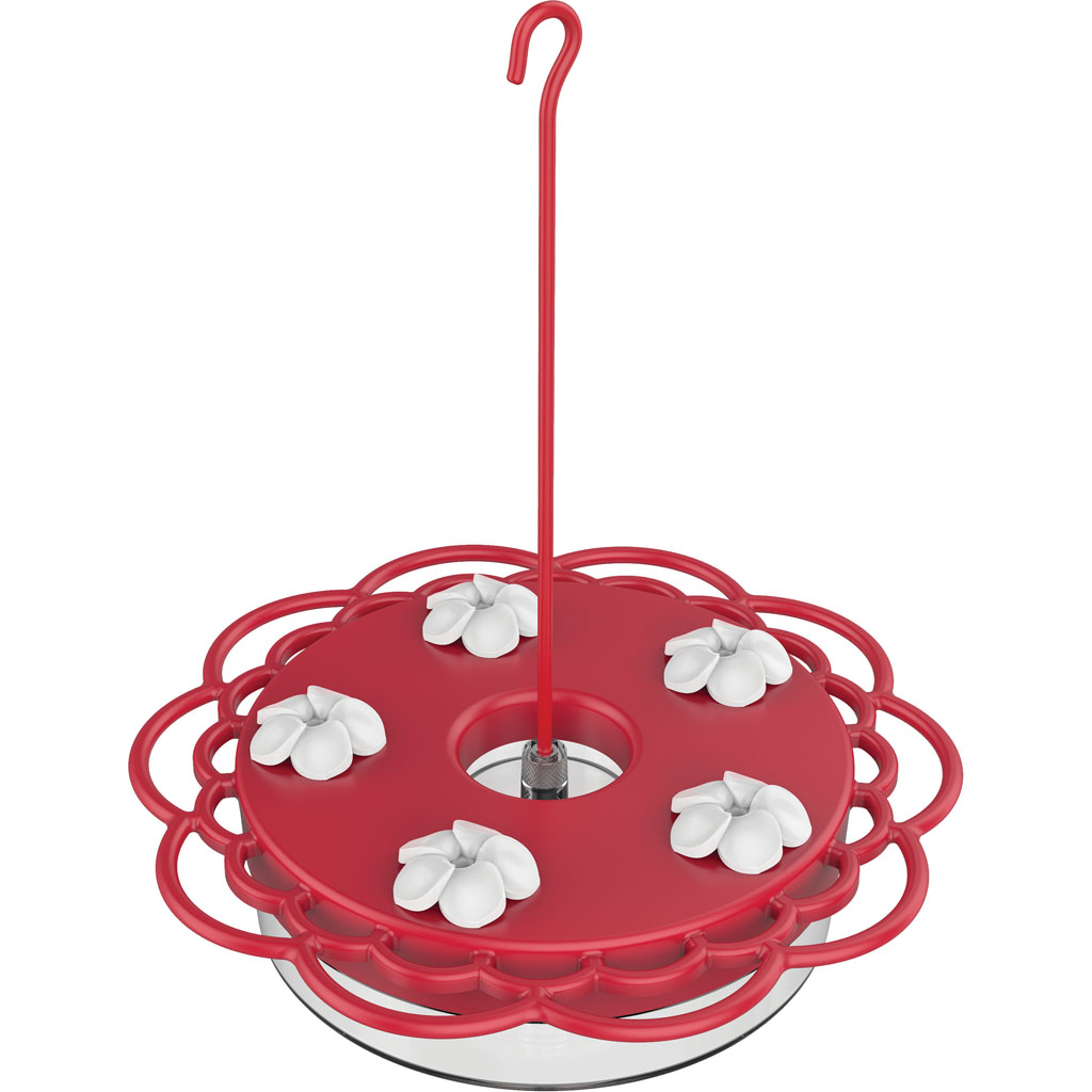 DDHF0-2N1 2-N-1 Plastic Dish Hummingbird Feeder - Red - 13 oz
