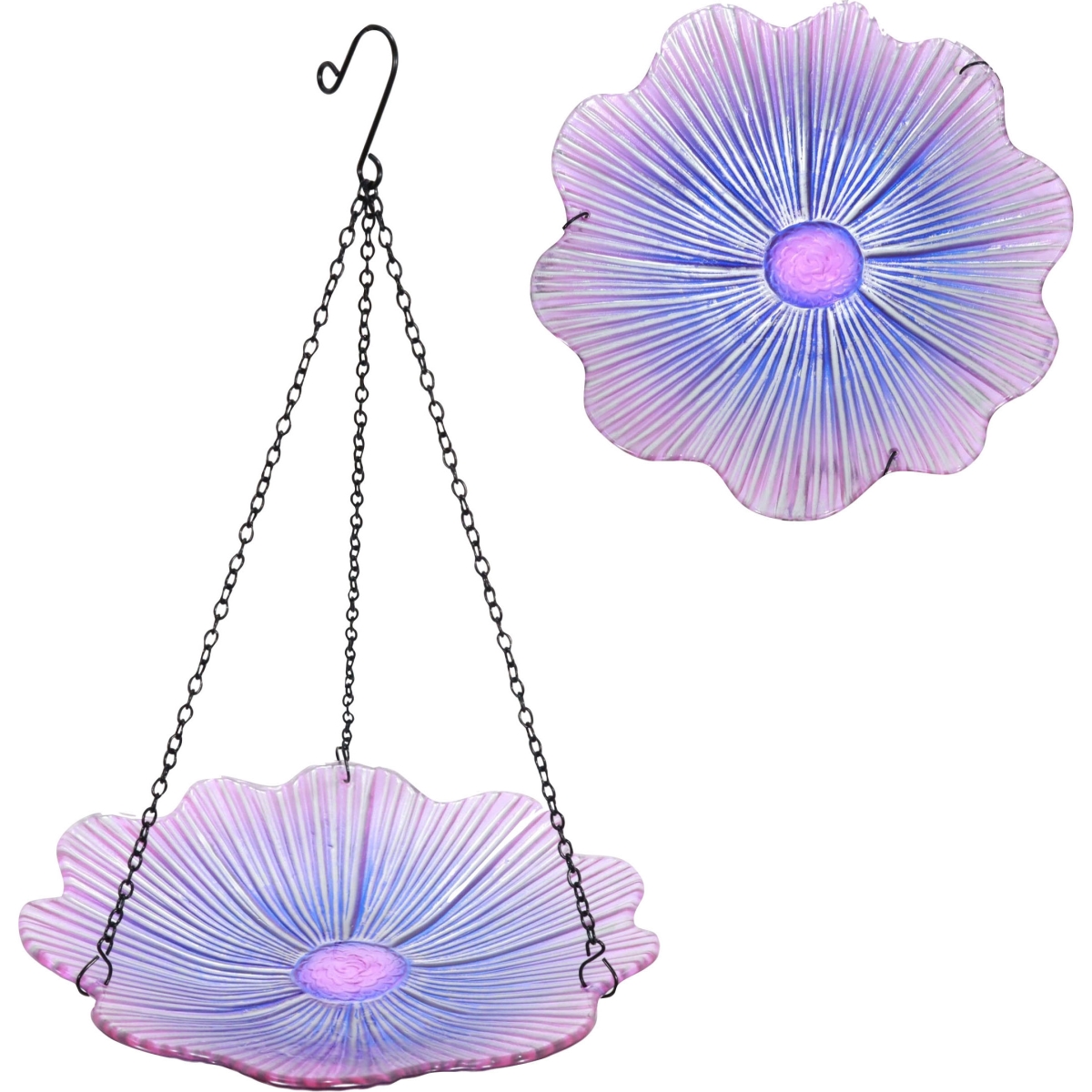 RPBB11-VB Ecocycle Violet Begonia Hanging Bird Bath & Feeder - Violet - 11 in.
