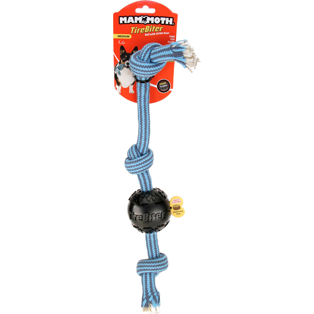 35212F  Tirebiter Ball with Extra 3 Knot Tug - Black - 20 in.
