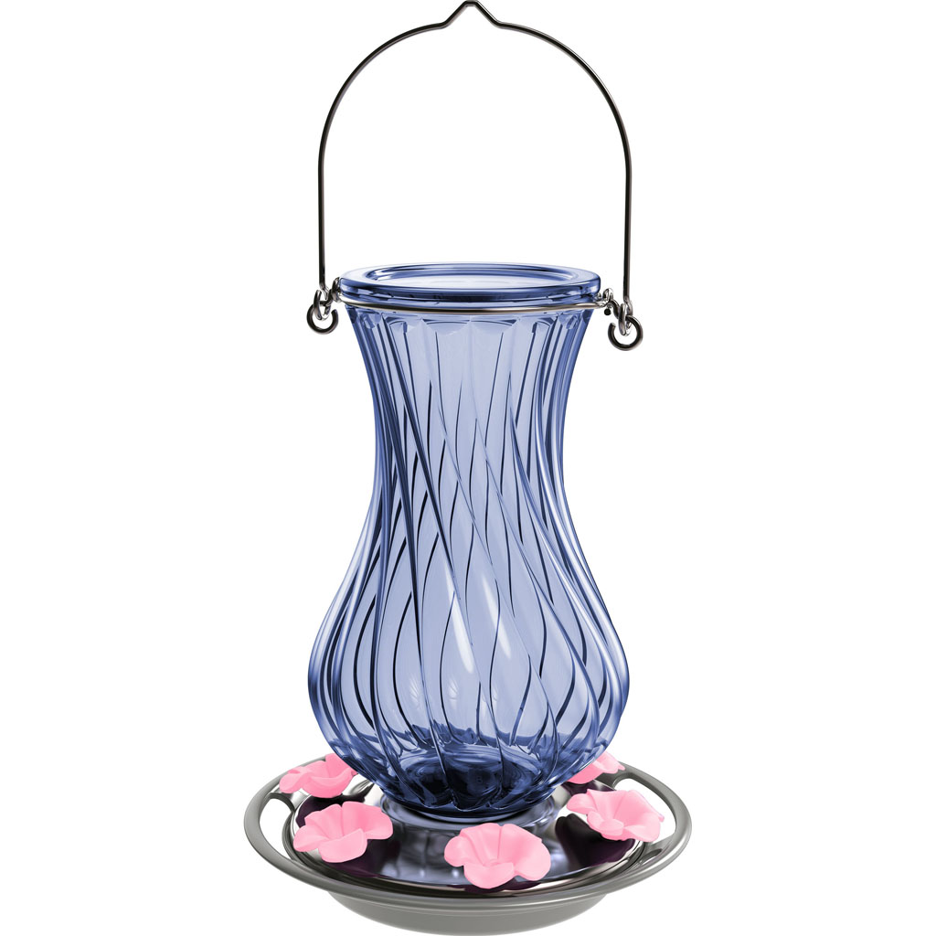 ANTGHF10 Perfect Pitcher Antique Glass Hummingbird Feeder - Blue - 32 oz