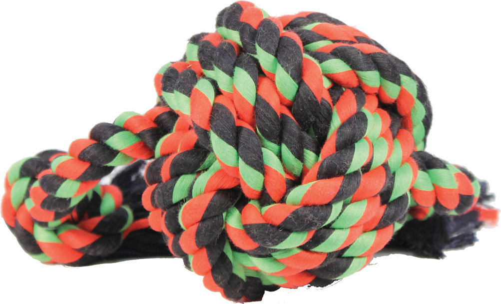 20096F Flossy Chews Monkey Fist Ball with Rope Ends - Multi - 18 in.