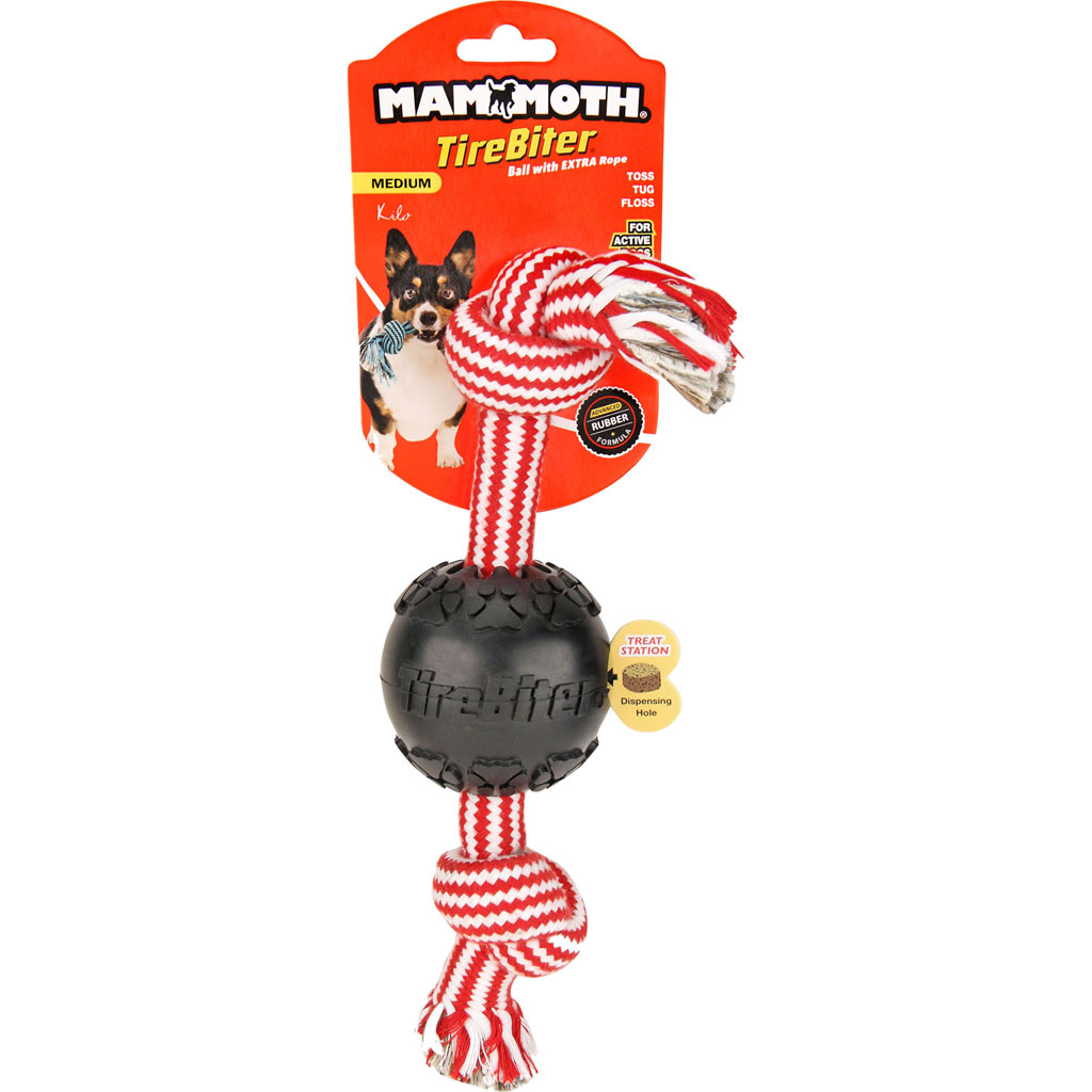 35204F Tirebiter Ball with Extra 2 Knot Bone - Black - 12 in.