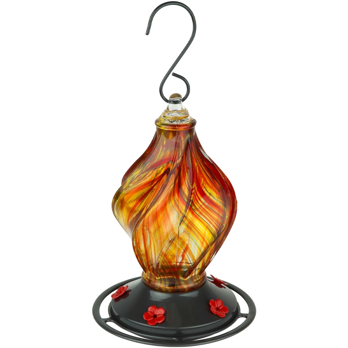 RPHUM2 13 oz Ecocycle Sunburst Sipper Handblown Hummingbird Feeder, Orange