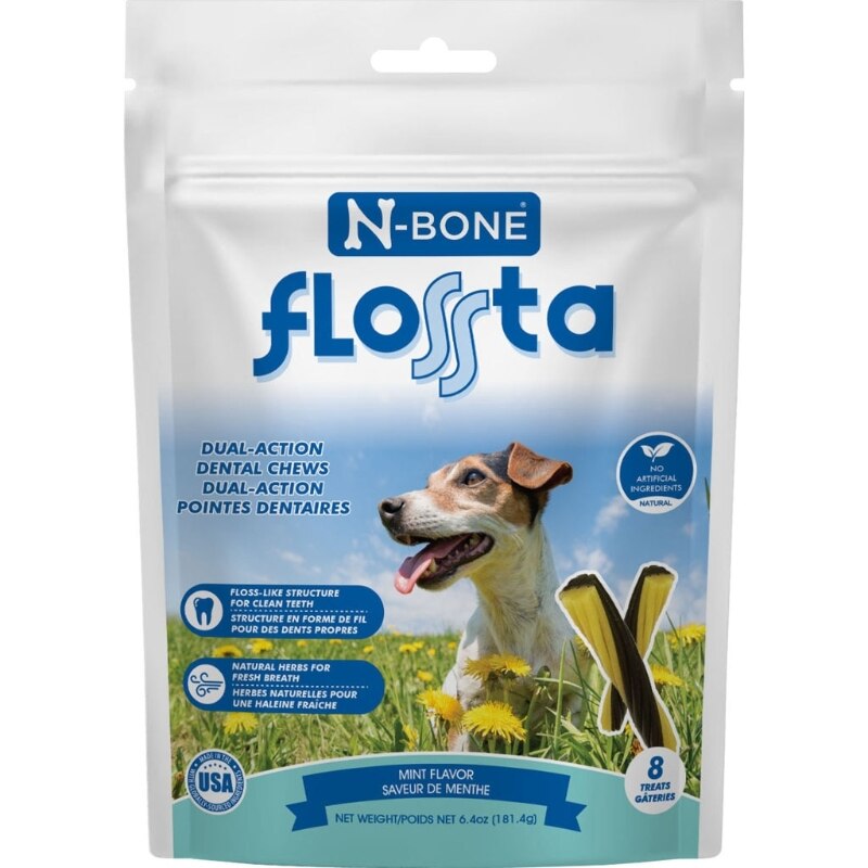 Picture of N-Bone 802652 Flossta Dual Action Dental Chew - Mint - 8 Count
