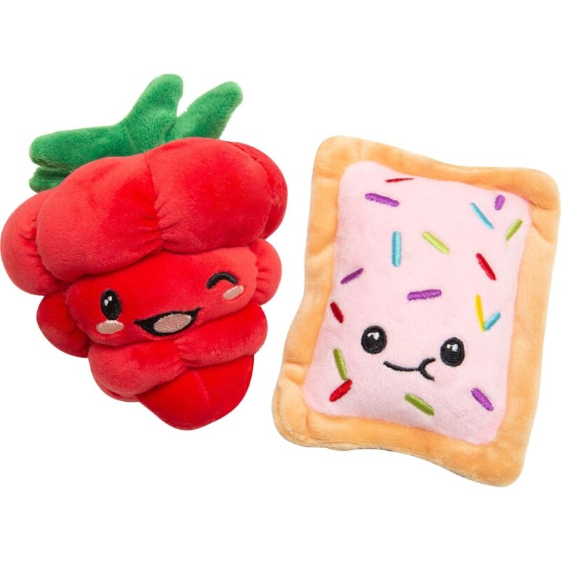 99616 Poptart & Raspberry Plush Dog Toys - Red & Pink - 4 in. - Pack of 2