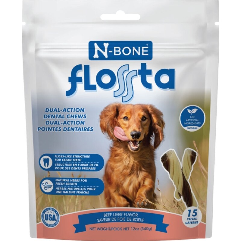 Picture of N-Bone 802454 N-Bone Flossta Dual Action Dental Chew - Beef - 15 Count