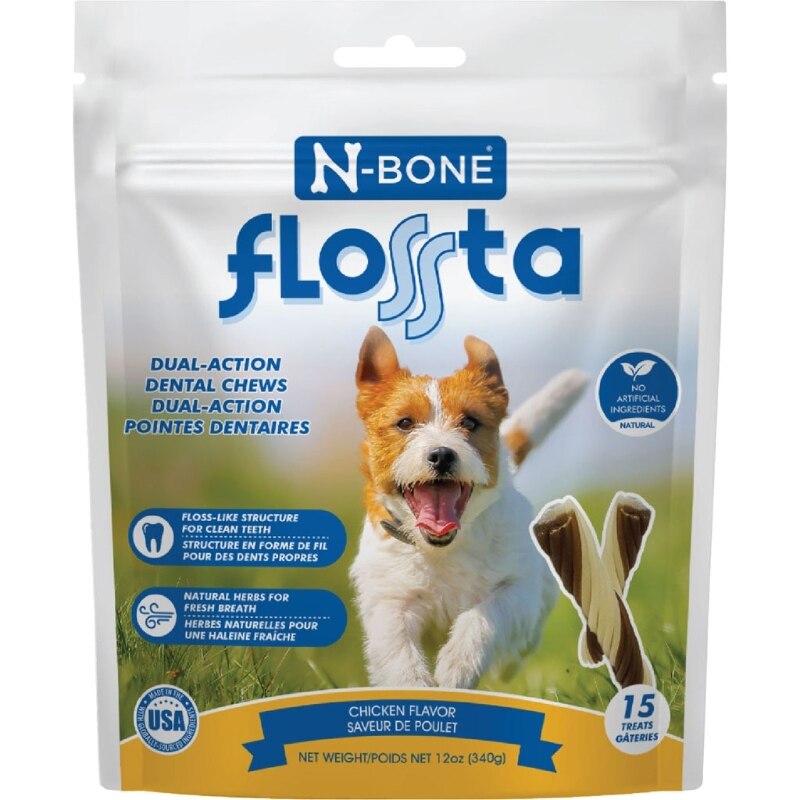 Picture of N-Bone 802447 N-Bone Flossta Dual Action Dental Chew - Chicken - 15 Count