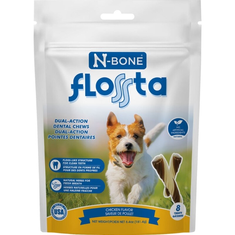 Picture of N-Bone 802614 N-Bone Flossta Dual Action Dental Chew - Chicken - 8 Count