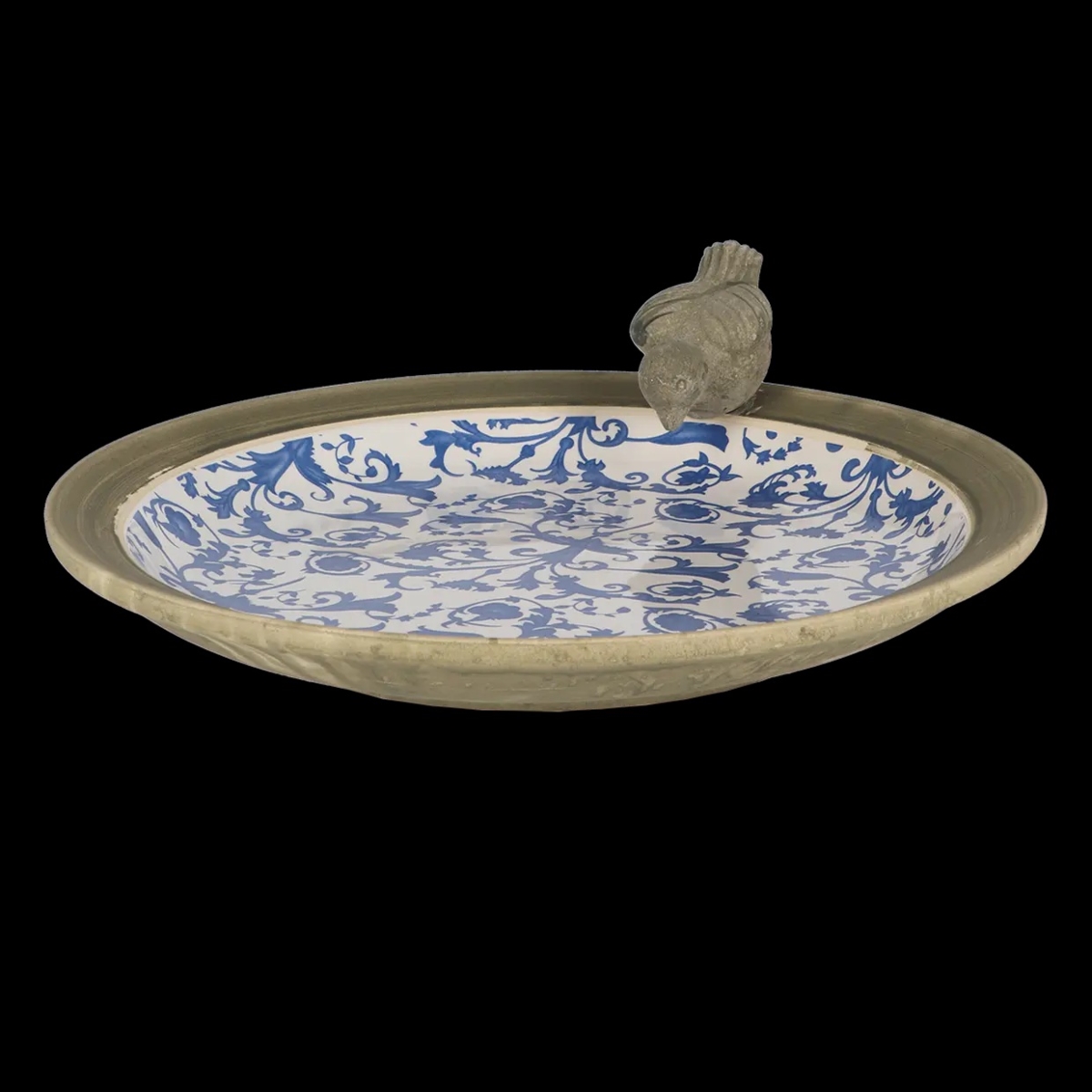 Aged Ceramic Birdbath