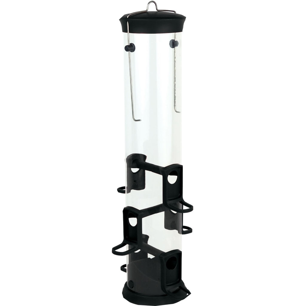 WWPS35186 Large Seed Plastic Tube Feeder, Black - 2.1 qt.
