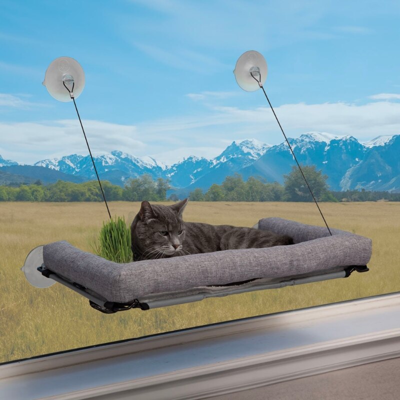 Picture of K&H 100551314 K&H Ez Mount Deluxe Kitty Sill with Grow Station - One Size