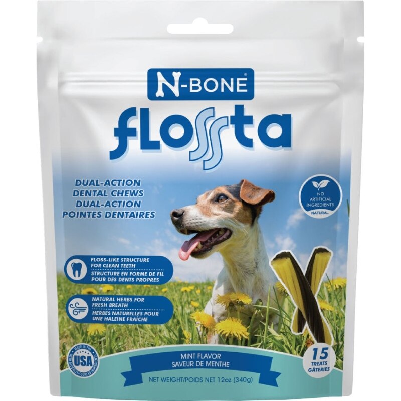 Picture of N-Bone 802485 N-Bone Flossta Dual Action Dental Chew - Mint - 15 Count