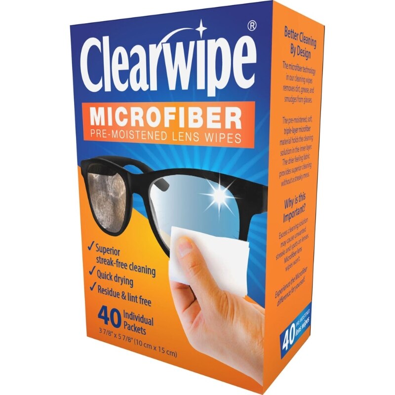 K0604600 Clearwipe Microfiber Pre-Moistened Lens Wipes - Pack of 40