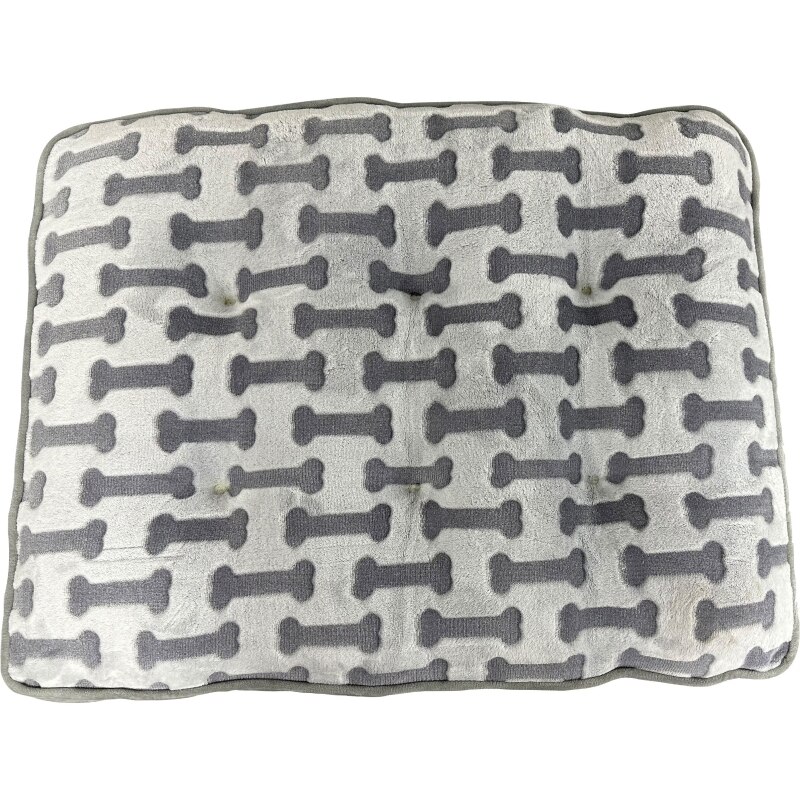 Sleep Zone Bone Print Pillow Bed - Light Gray - 32 in.