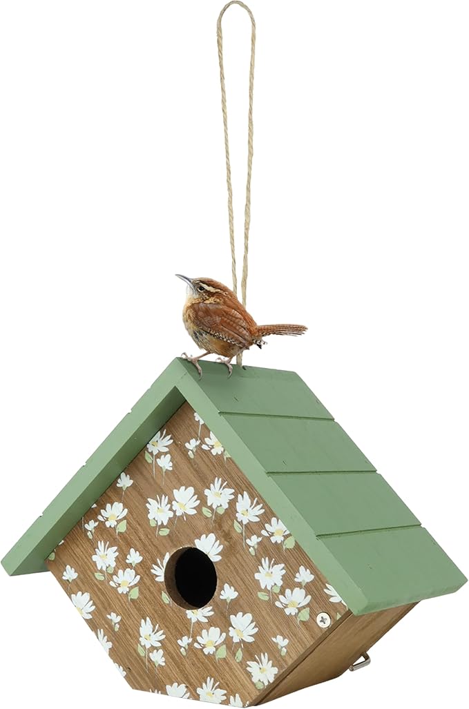 WWDWH2-NRP2-IP Decorative Wren Bird House - Springwood Daisy, Green