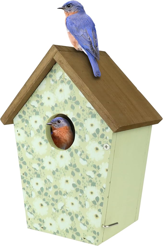 WWDBBH2-NRP2-IP Decorative Bluebird House - Olive Blossoms, Green