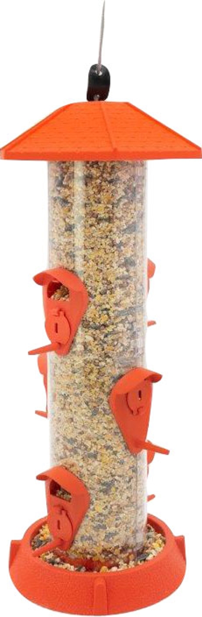 9354 Fiesta 2-in-1 Hinged Port Wild Bird Feeder, Red - 1.75 lbs
