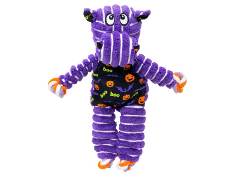 HW26D117 Halloween Floppy Knots Hippo Dog Toy, Purple - Small & Medium