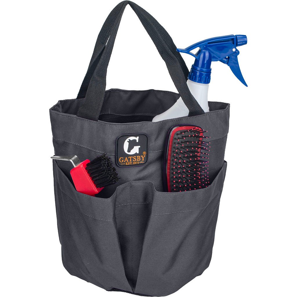 4-490826 Nylon Stable Horse Tote Bag with Mesh Bottom, Black