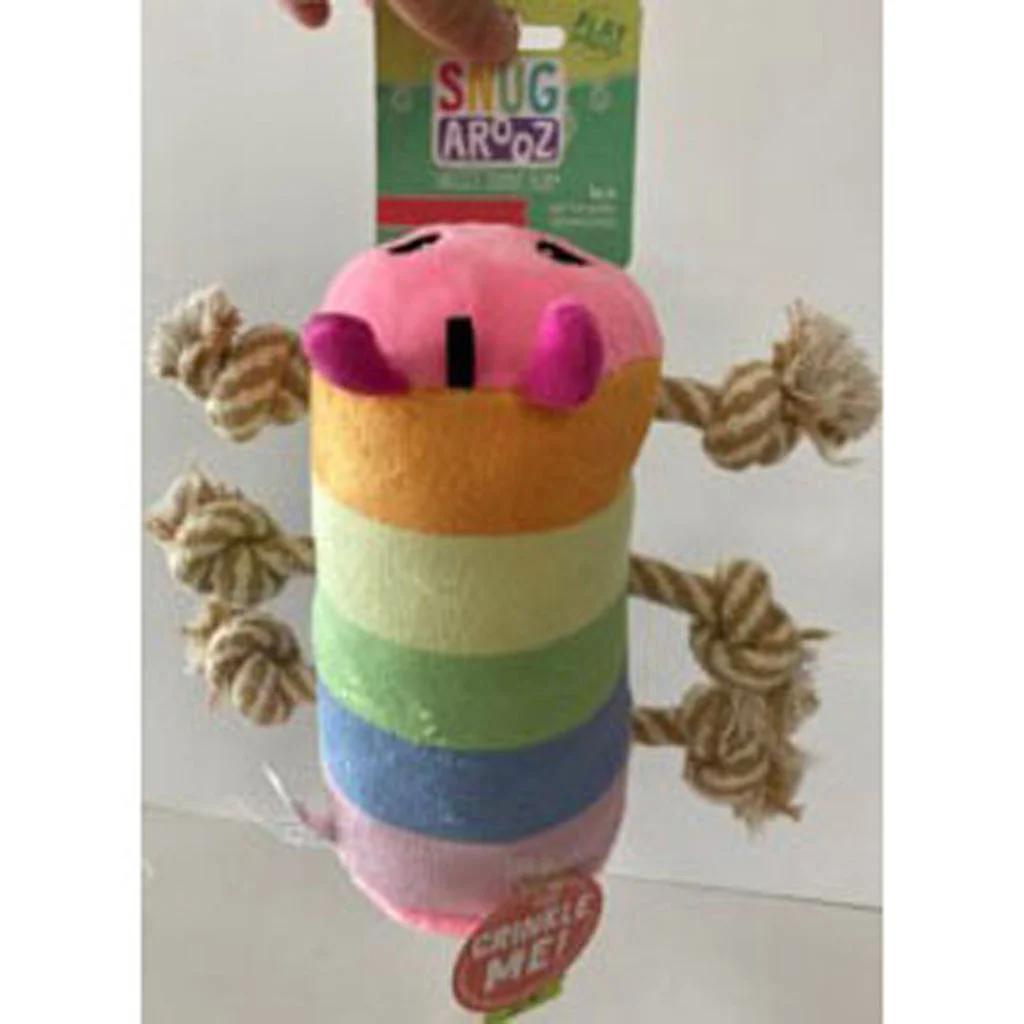 99720 7.5 in. Knot-A-Pillar Plush Dog Toy, Multi Color