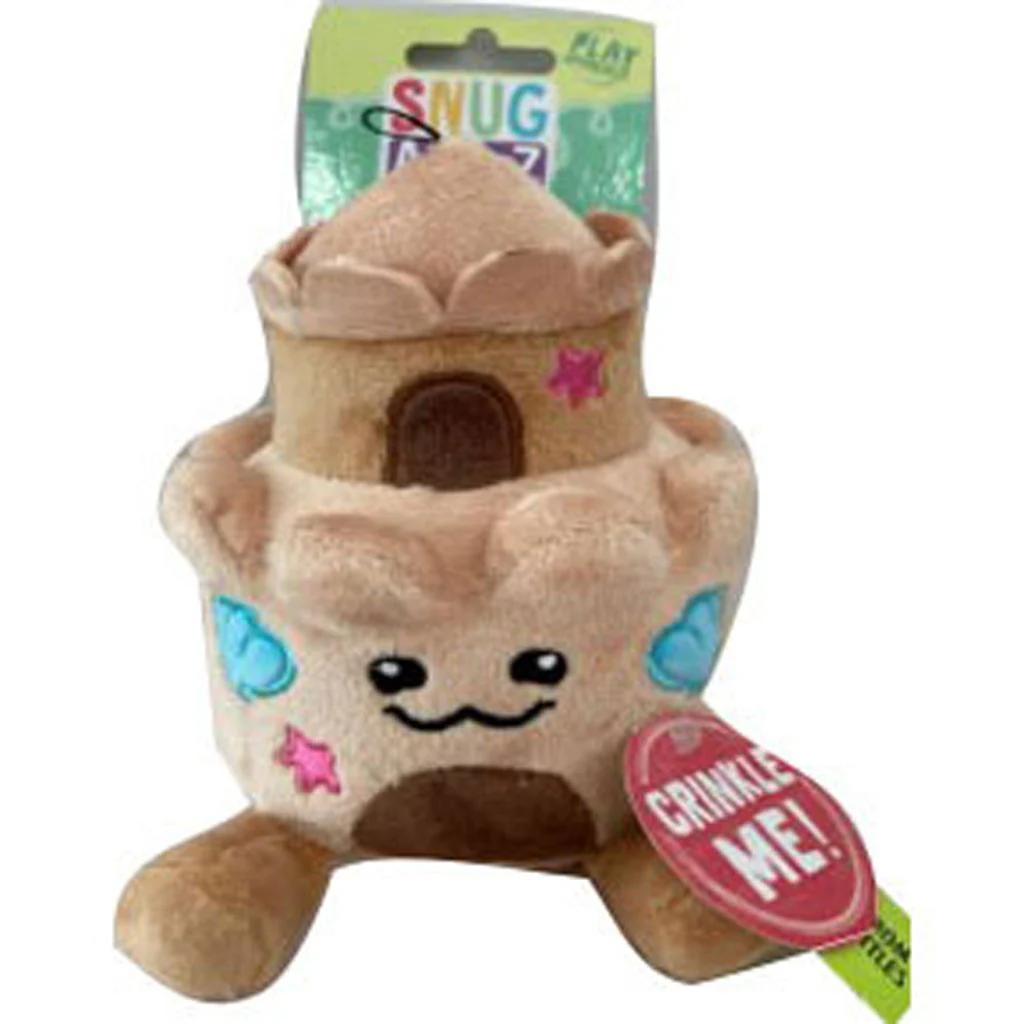 99718 6.5 in. Snugz Castle Plush Dog Toy, Tan