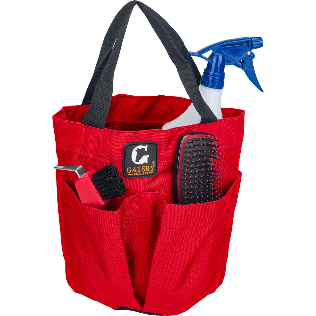 4-490830 Nylon Stable Horse Tote Bag with Mesh Bottom, Red