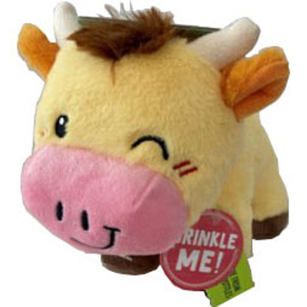 99708 8 in. Honey Moo Plush Dog Toy, Yellow