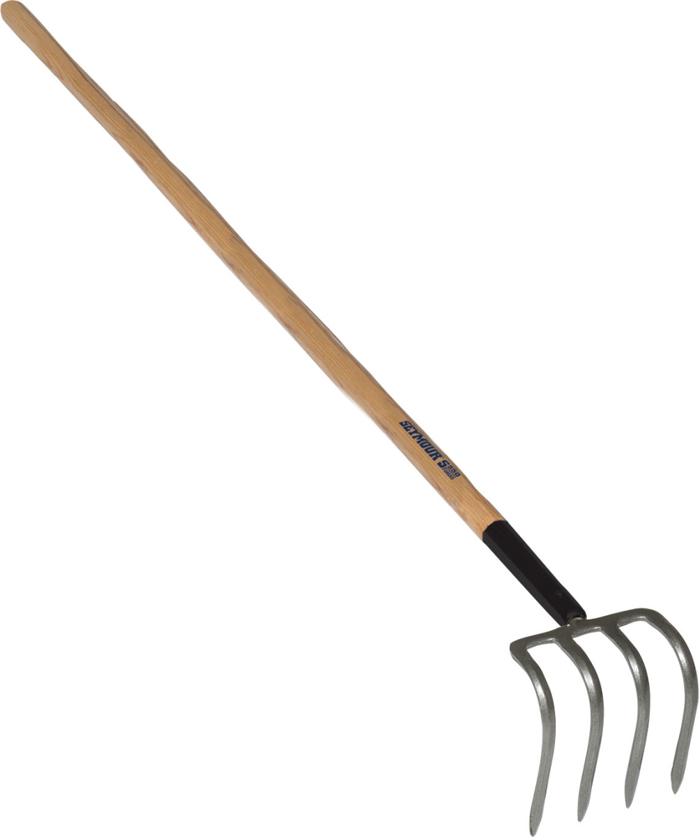42256 54 in. 4-Tine Potato Refuse Hook with Long Wooden Handle