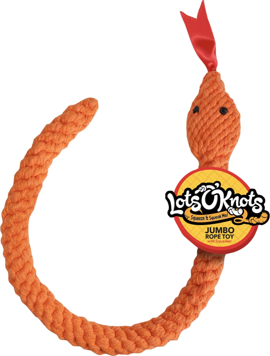 1805 Knotted Rope Snake Dog Toy, Orange