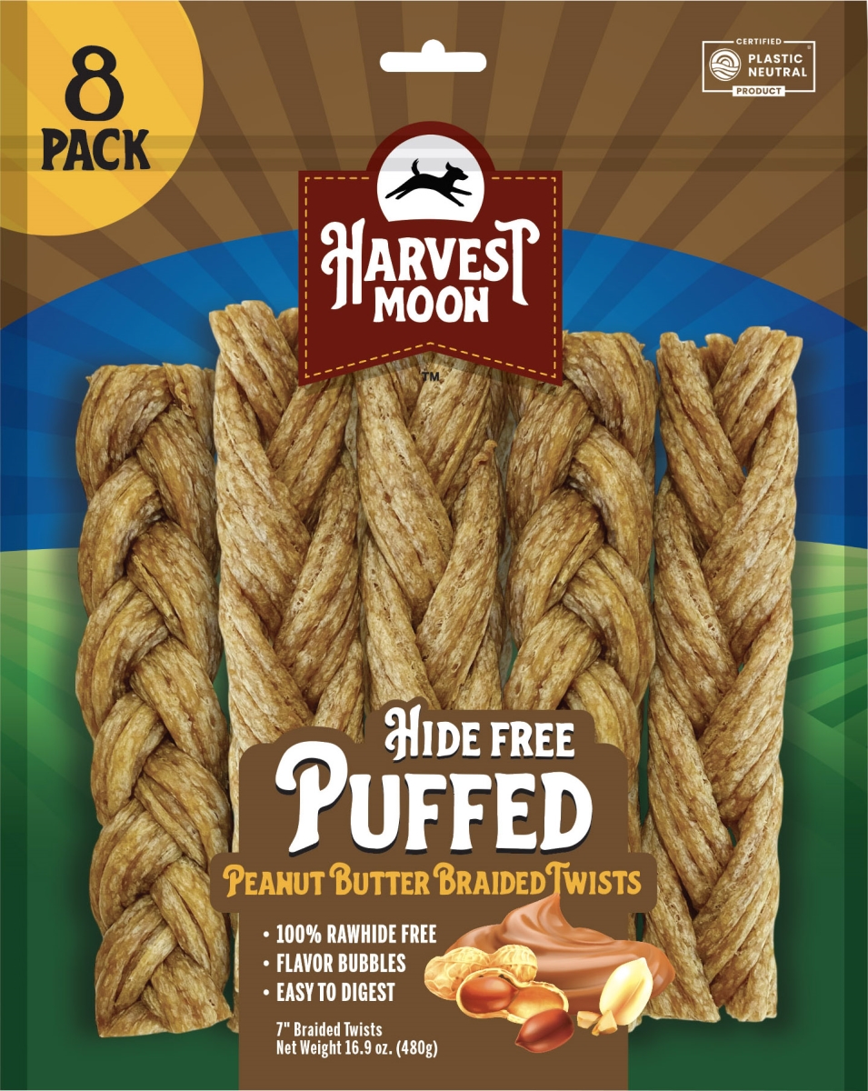 12533 Peanut Butter Puffed Braids Dog Chews - 8 Count