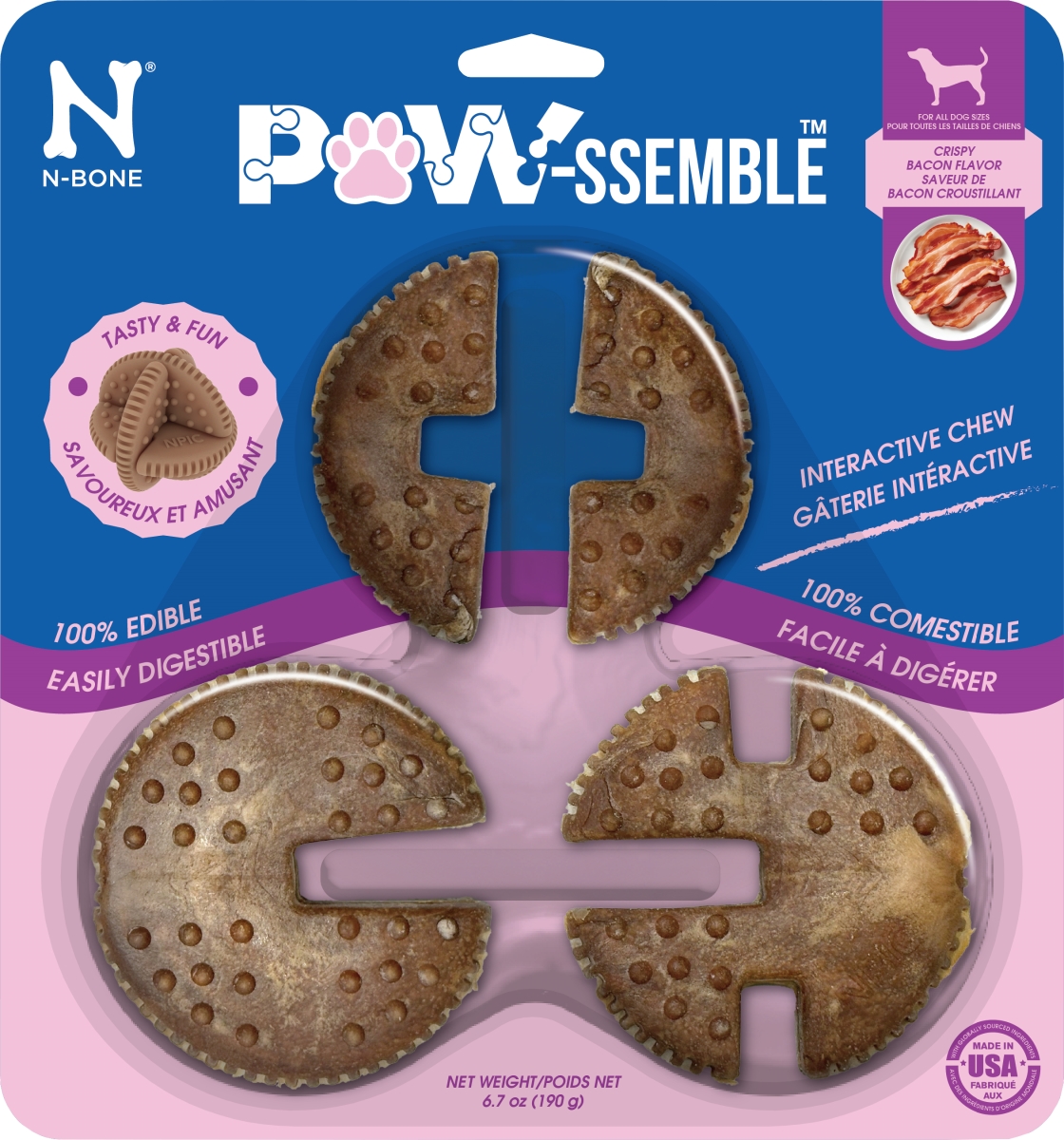 803765 6.7 oz Paw-Ssemble Interactive Chew Toys, Bacon