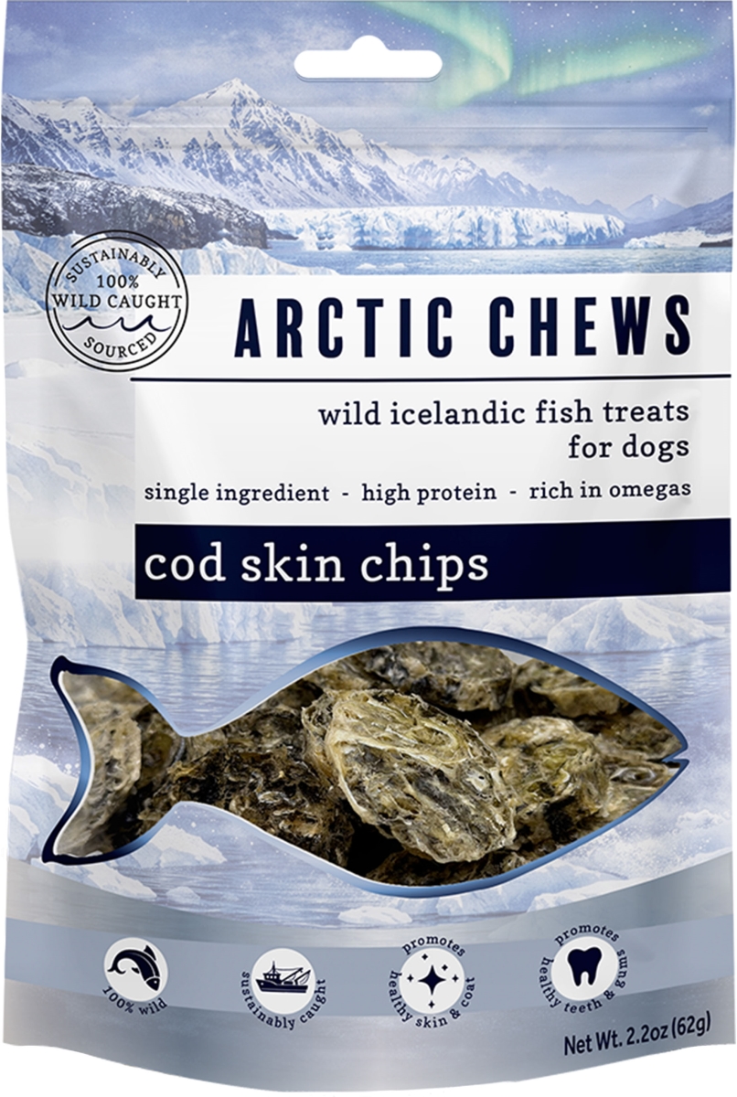7404 2.2 oz Arctic Chews Cod Skin Chips Dog Treats