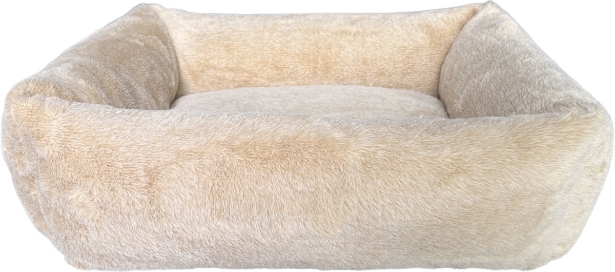 31209 20 in. Faux Fur Rectangle Bed, Ivory