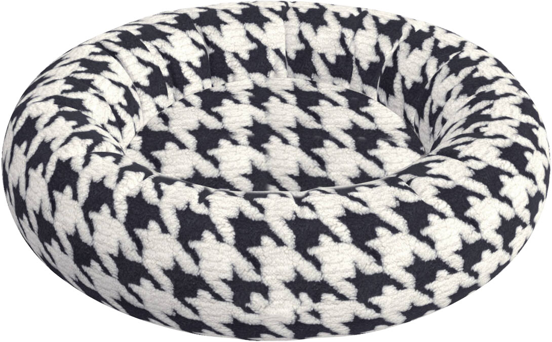 31220 30 in. Houndstooth Round Bed, Black & White