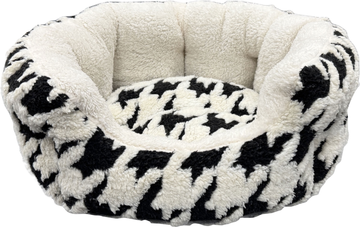 31225 18 in. Reverse Cushion Houndstooth Bed, Black & White