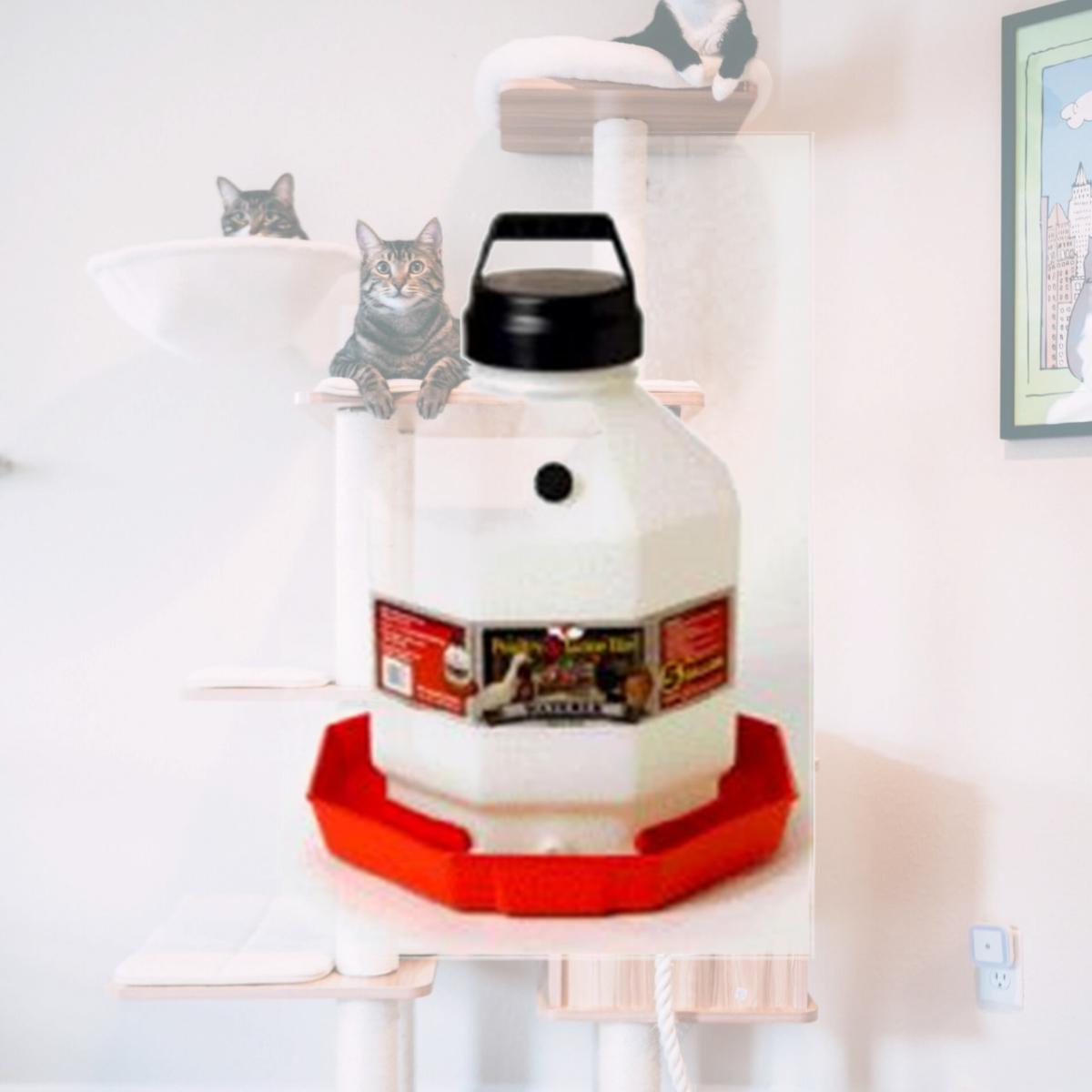 Picture of Miller Poultry Fountain Waterer White Red 5 Gallon - PPF-5