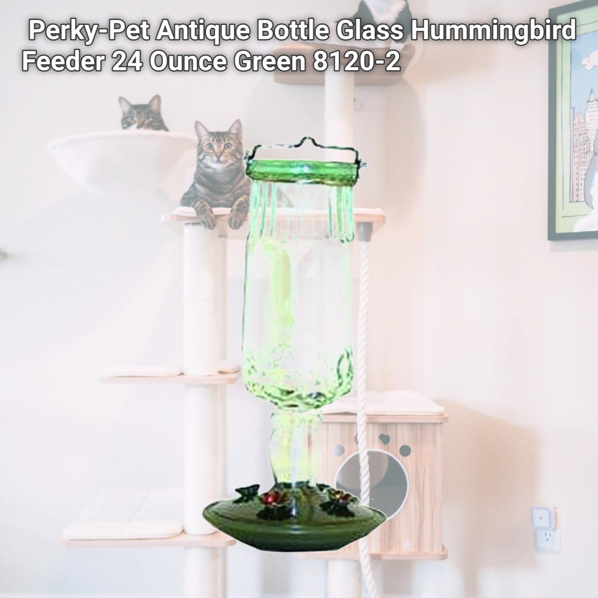 Picture of Woodstream Perky-Pet Antique Bottle Glass Hummingbird Feeder 24 Ounce Green 8120-2