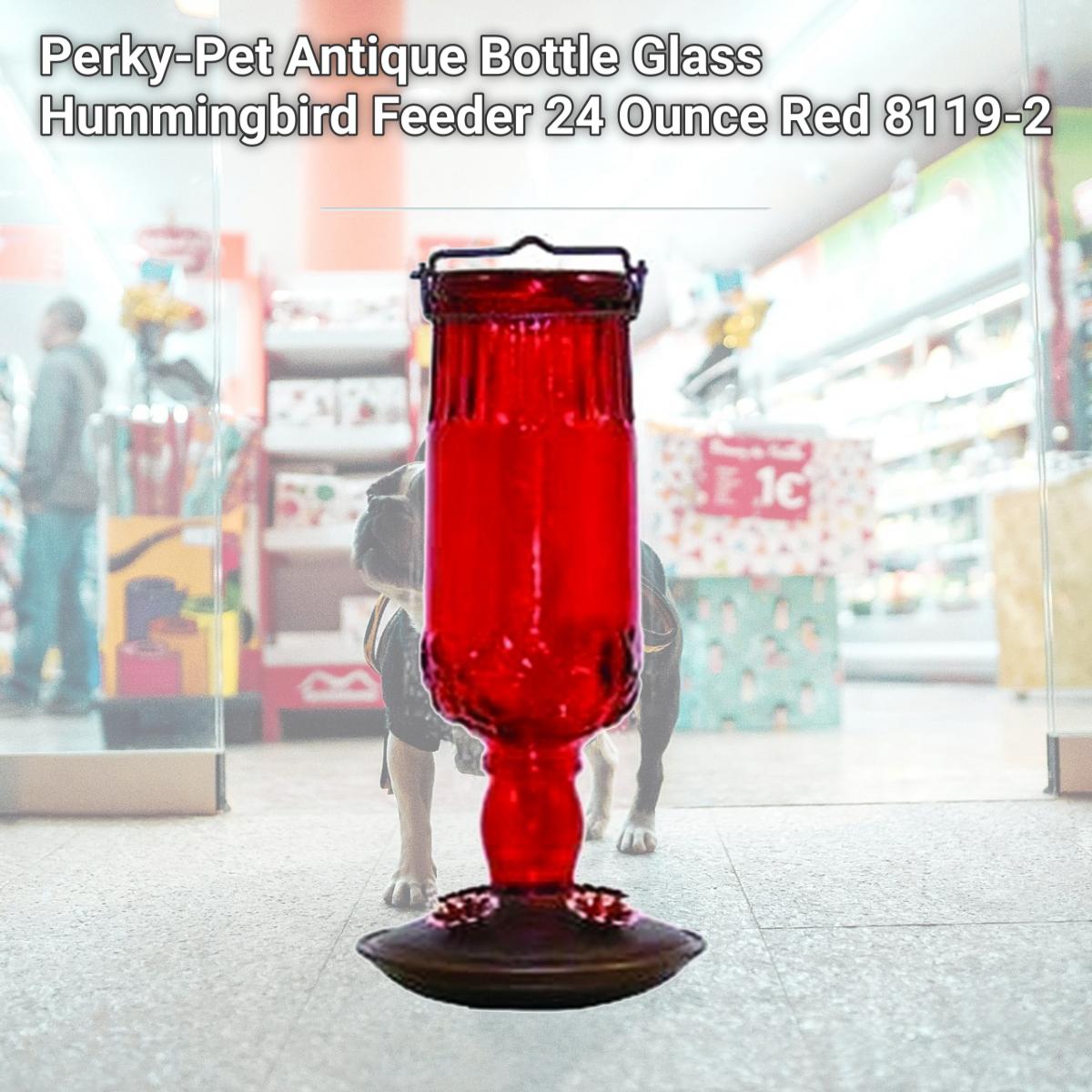 Picture of Woodstream Perky-Pet Antique Bottle Glass Hummingbird Feeder 24 Ounce Red 8119-2