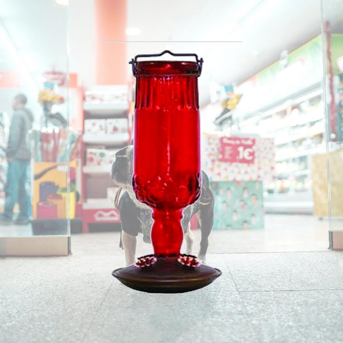 Picture of Woodstream Perky-Pet Antique Bottle Glass Hummingbird Feeder 24 Ounce Red 8119-2