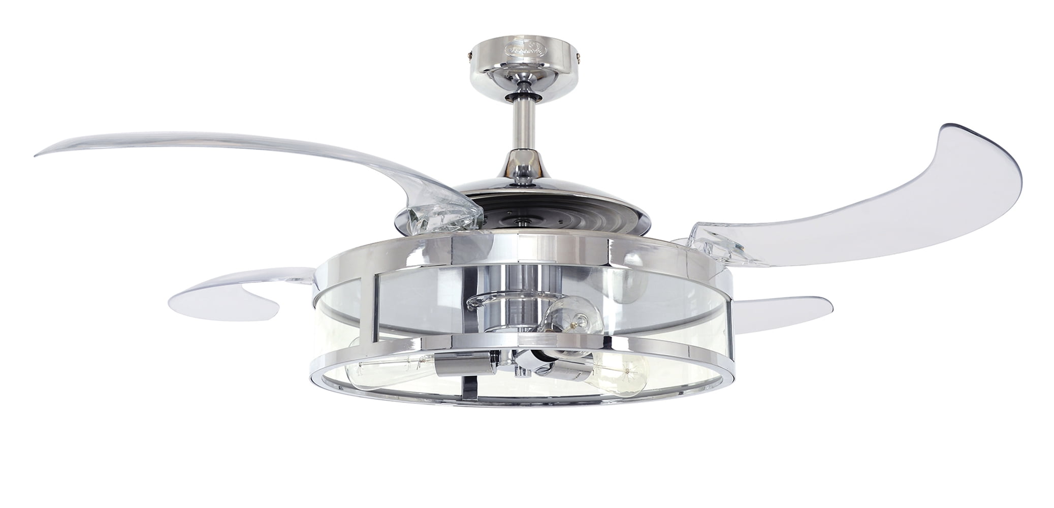 Classic Chrome and Clear Retractable 4-blade 48-inch 3-light AC Ceiling Fan