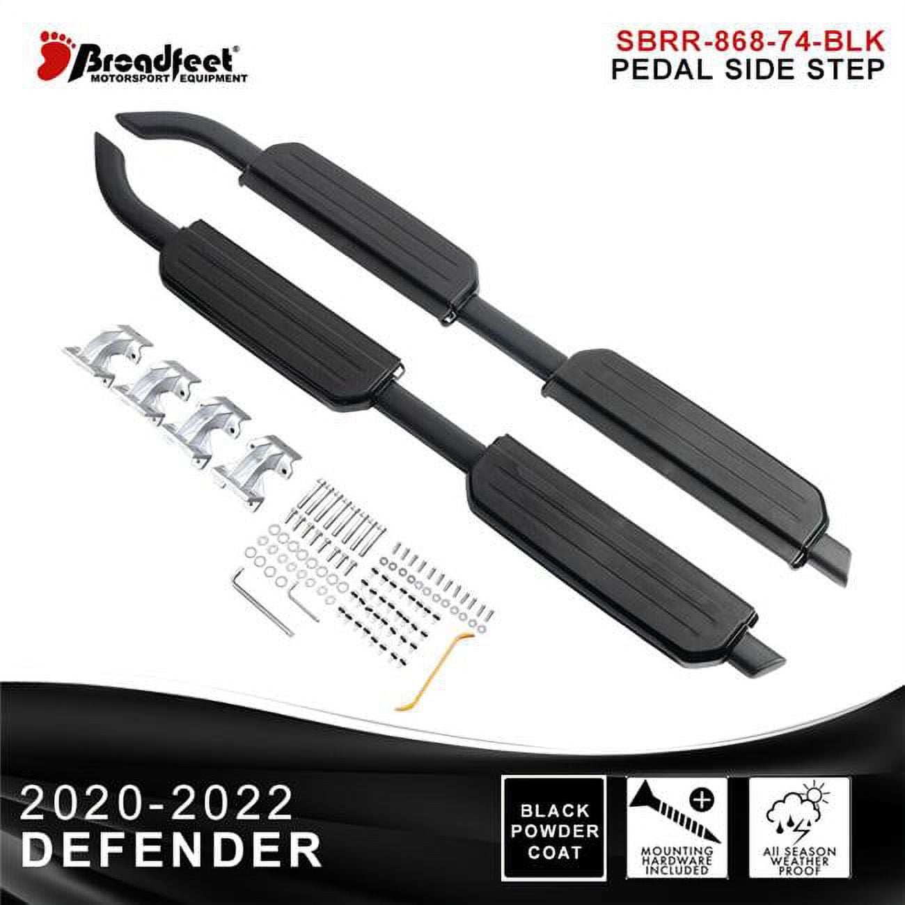 SBRR-868-74-BLK Side Step Pad Running Boards Fits for 2020-2022 Land Rover Defender 110 - Black