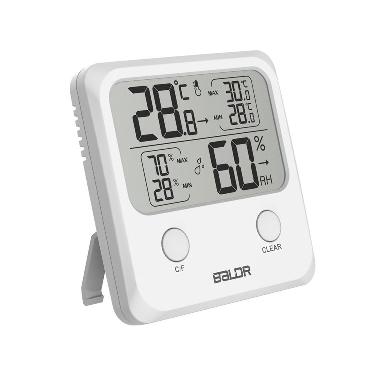 TH0335WH1 Digital Thermo-Hygrometer Square Thermometer, White