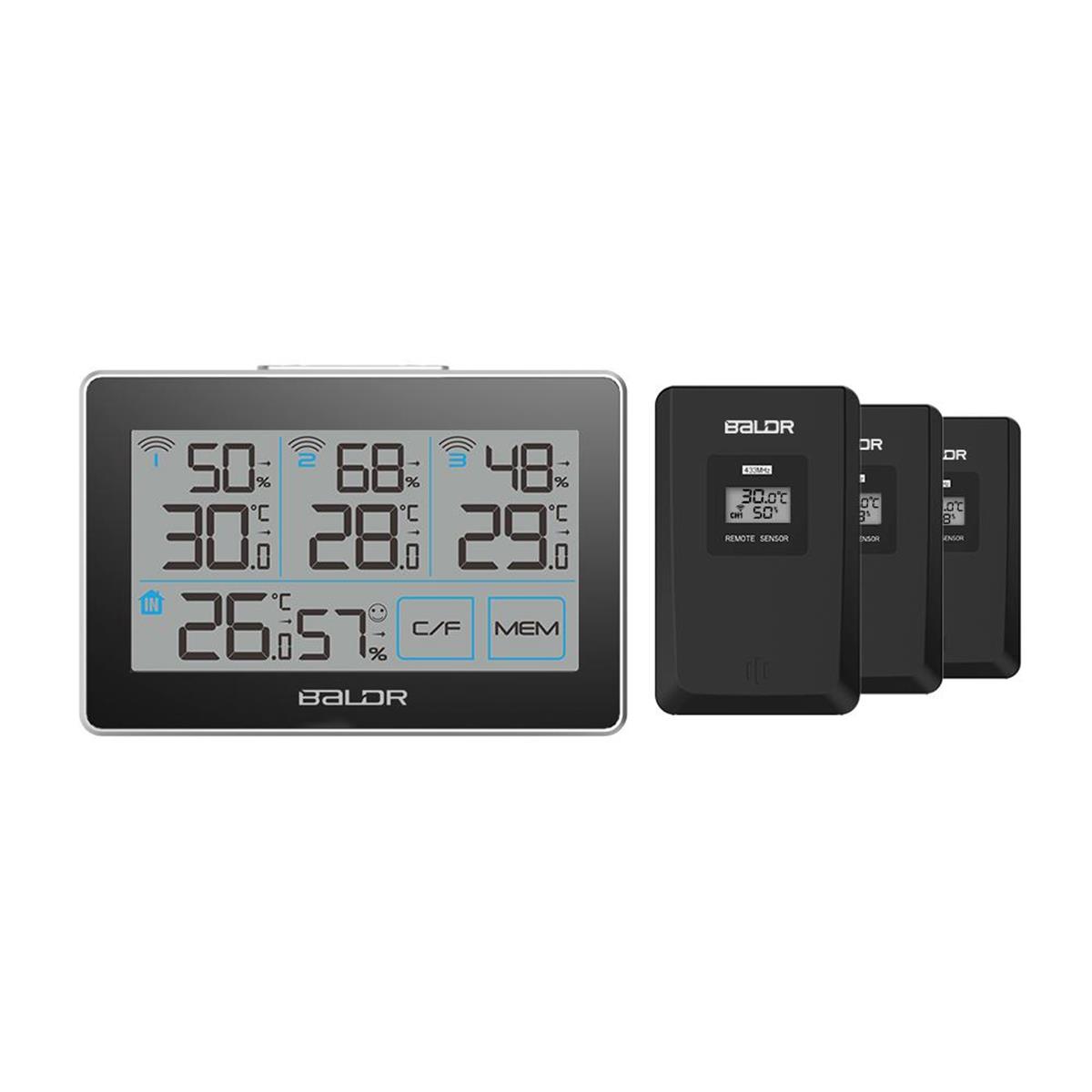 Weather Station with 3 Remote Sensors, Black