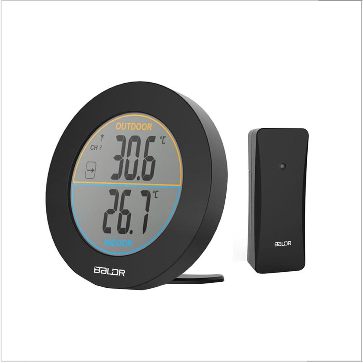 TH0127BL2 Indoor & Outdoor Thermometer with Sensor, Black
