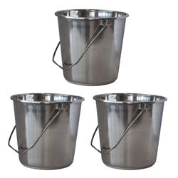Picture of AmeriHome SSB528SET Stainless Steel Bucket Set&#44; Extra Large - 3 Piece