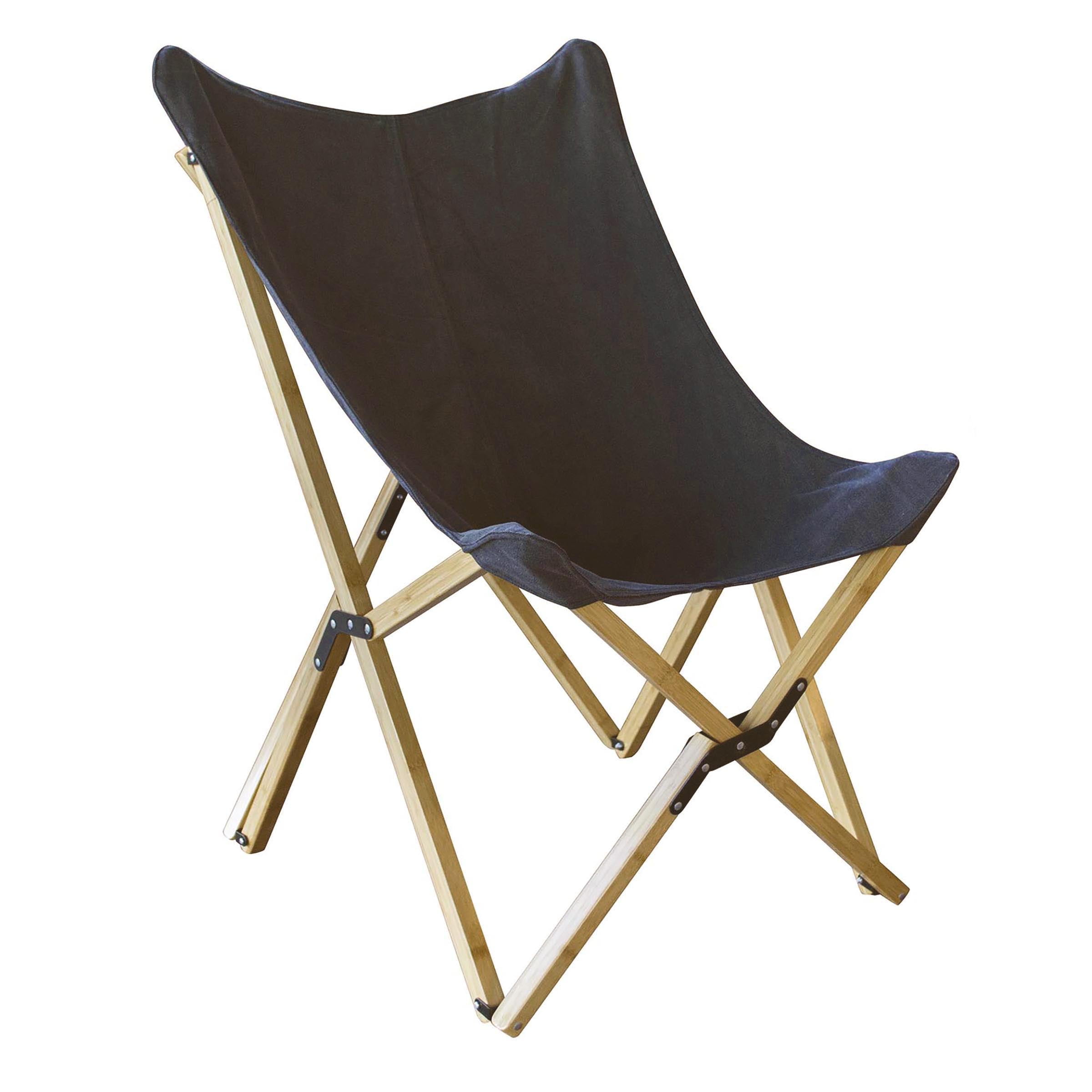 Picture of AmeriHome BFCBCBLK Canvas & Bamboo Butterfly Chair - Black