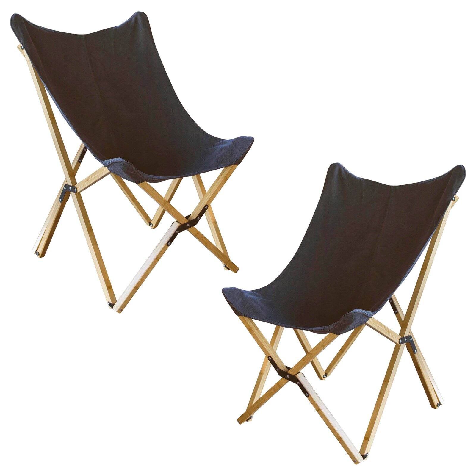 Picture of AmeriHome BFCBCBLK2PK Canvas & Bamboo Butterfly Chair - Black - 2 Piece Set
