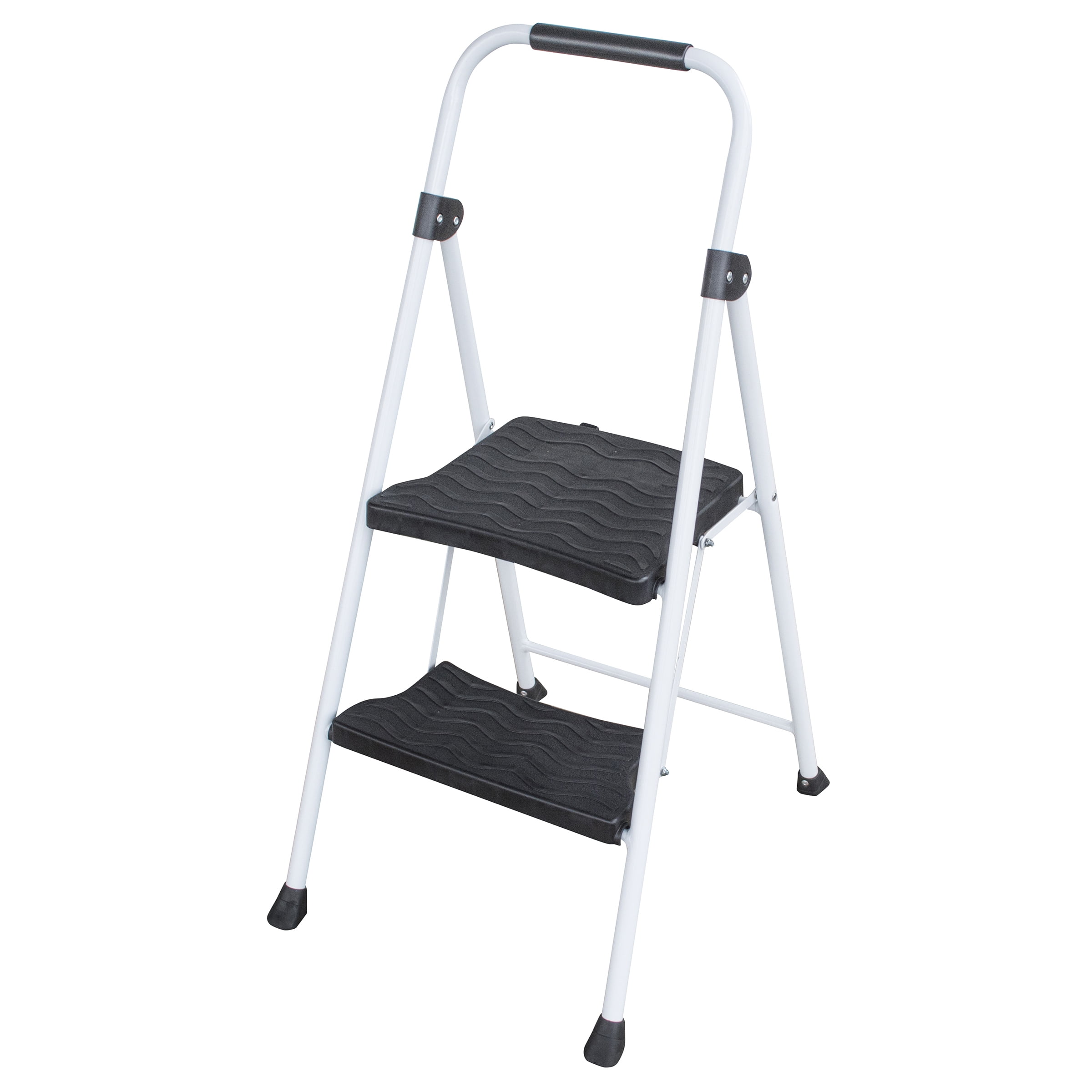 STL2STP Two Step Folding Utility Step Ladder, White & Black